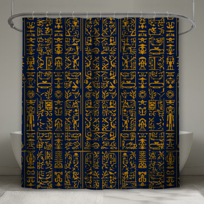 Egyptian Hieroglyphics Pattern Shower Curtains Extra Long