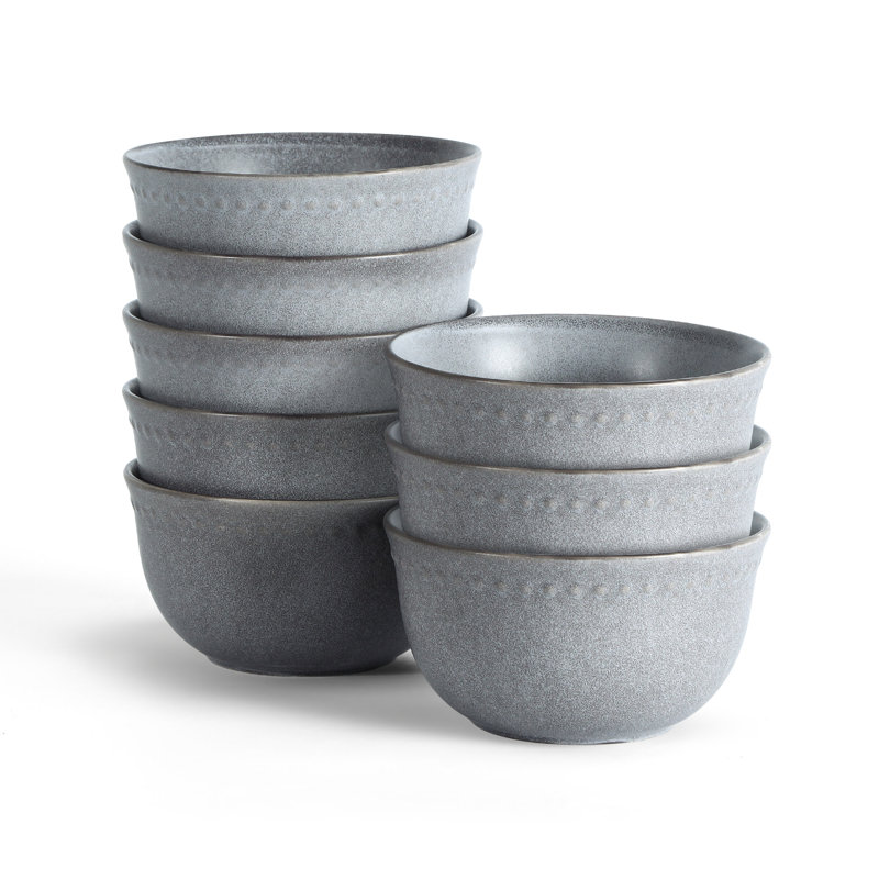 Stone Lain Comet 8-Piece Bowl Set Stoneware, Gray