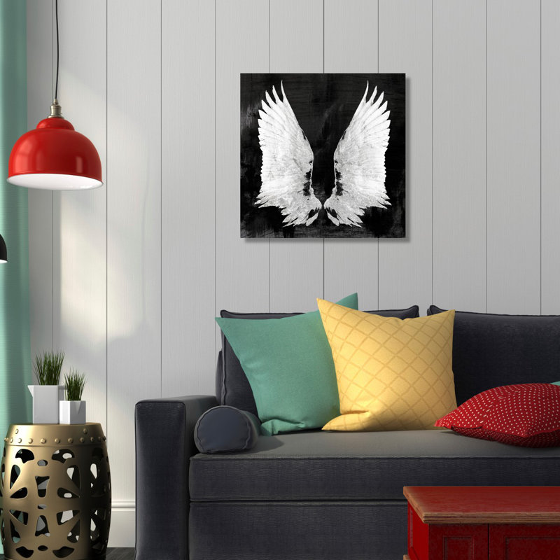 " My Night Wings " Painting Print, 12" H x 12" W x 1.5" D, Black