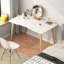 Table d'ordinateur moderne en bois blanc, L 40 po x l 24 po x H 30 po - Bureau durable et élégant pour le bureau à domicile, la chambre à coucher ou le bureau