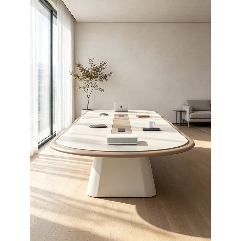 Grande table de conférence en bois laqué de style moderne pour le bureau