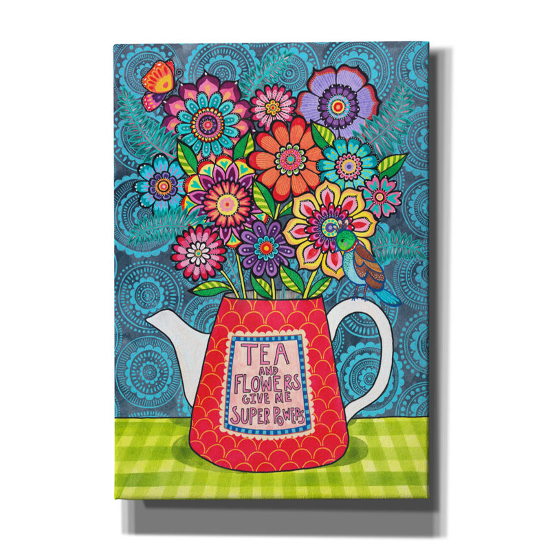 «Tea And Flowers» par Hello Angel, art mural sur toile, H 26 po x l 18 po x P 0,75 po