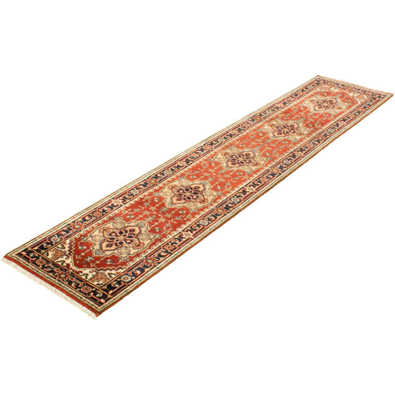 Tapis de couloir en tapis décoratif laine cuivre foncé de conception unique 2 pi 7 po x 11 pi 9 po noué à la main new age serapi
