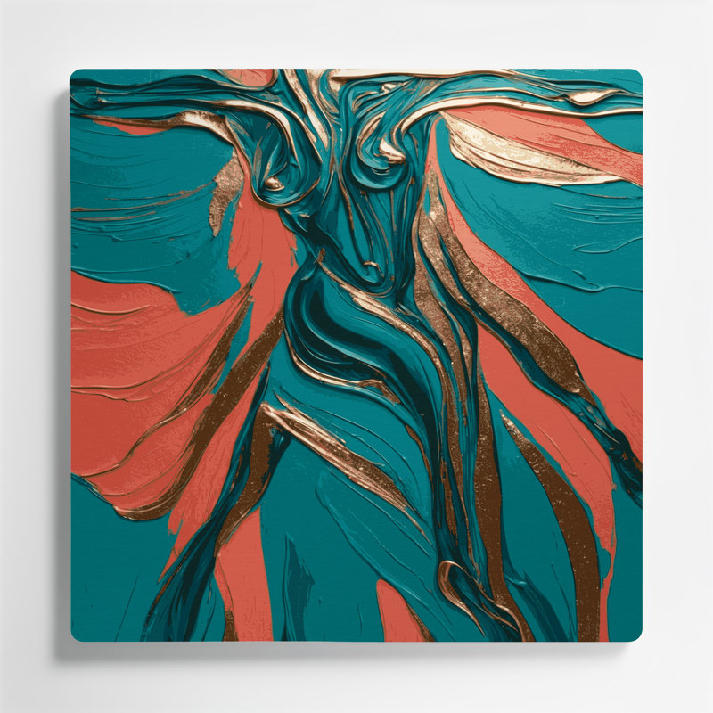 Art mural abstrait en métal vert 23, H 12 po x l 12 po