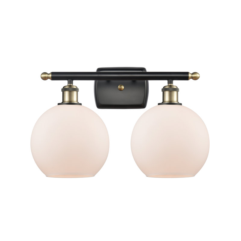 Éclairage de salle de bain à intensité variable à 2 lumières Baptista, Ampoule à DEL rétro de 6 watts, Boîtier blanc mat