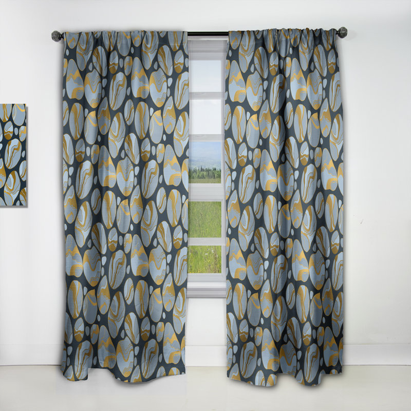 Rideau simple occultant de style Mid-Century abstrait Golden Marble Design IV, L 52 po x L 63 po