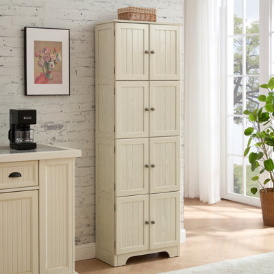 Armoire de rangement haute 72,4 "avec 8 portes et 4 tablettes, bibliothèque, salon, cuisine, salle à manger et armoire de rangement autoportante