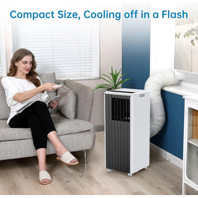 8,000 BTU 3-in-1 Portable Air Conditioner with Remote, Cools 350 Sq.Ft, Dehumidifier & Fan, 64 Pints/Day, 24H Timer, Digital Display, Window Kit for Bedroom, Office