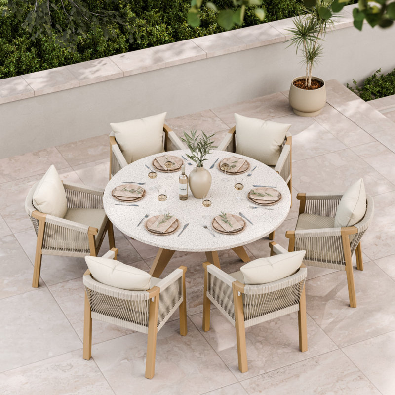 Astral Round 150cm Dining set with Roma Rope chairs 