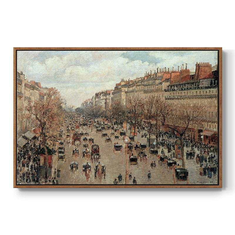 Paysage rétro-DII, Toile encadrée noyer flottant, H 17 po x l 25 po x P 2 po