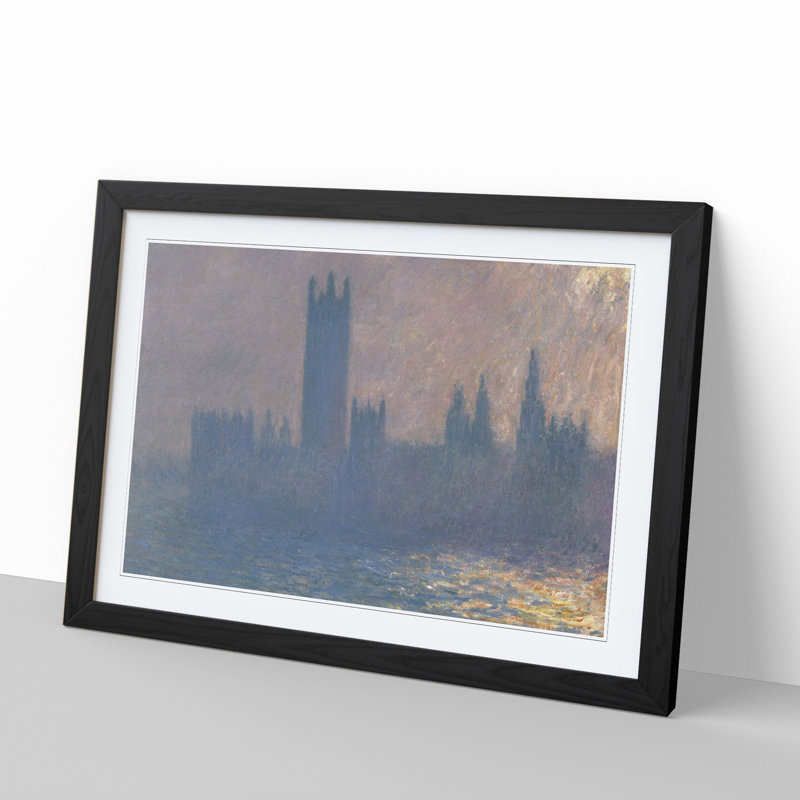 Houses of Parliament in London Vol.3 by Claude Monet - Picture Frame Painting, 48cm H x 65cm W x 2cm D, Black Framed