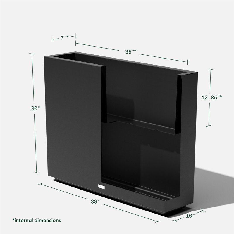 Block Series Span Planter, 30” H x 38” W x 10” D, Black
