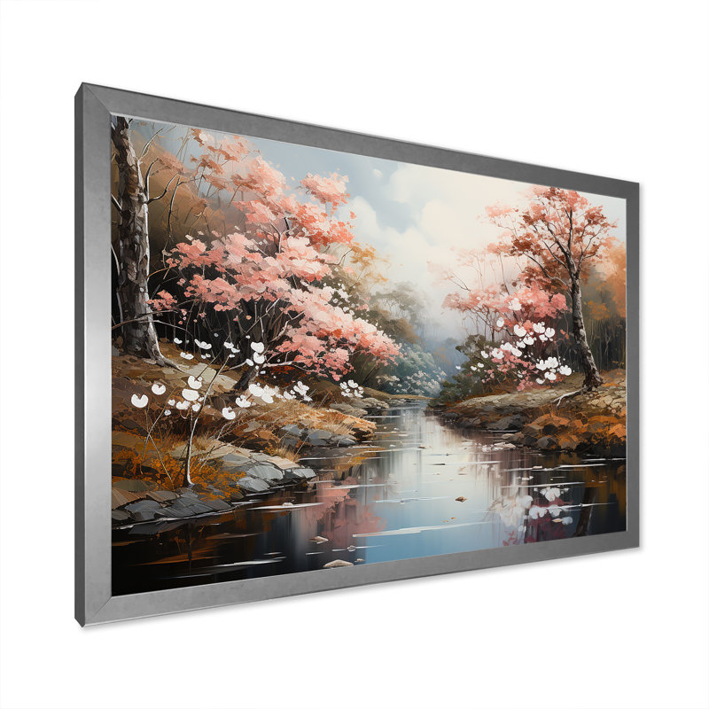 «Japanese River Forest», impression sur toile, H 12 po x l 20 po x P 1 po, Cadre simple argenté