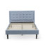 Ensemble de lit double 2 pièces Fannin avec 1 lit double et une table de bout pour la chambre à coucher - Fabrication fiable et robuste - Tissu en lin bleu denim-296782730-296782772