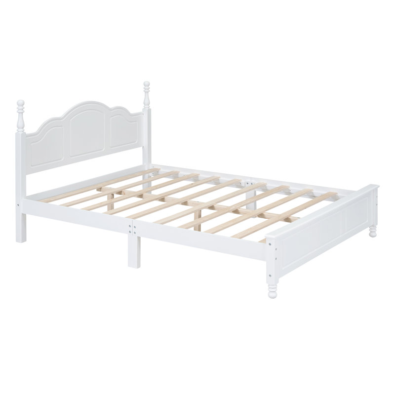 Size Wood Platform Bed Frame,Retro Style Platform Bed With Wooden Slat Support