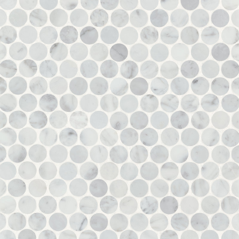 Carreau de mosaïque rond Monet, Marbre de Carrare blanc