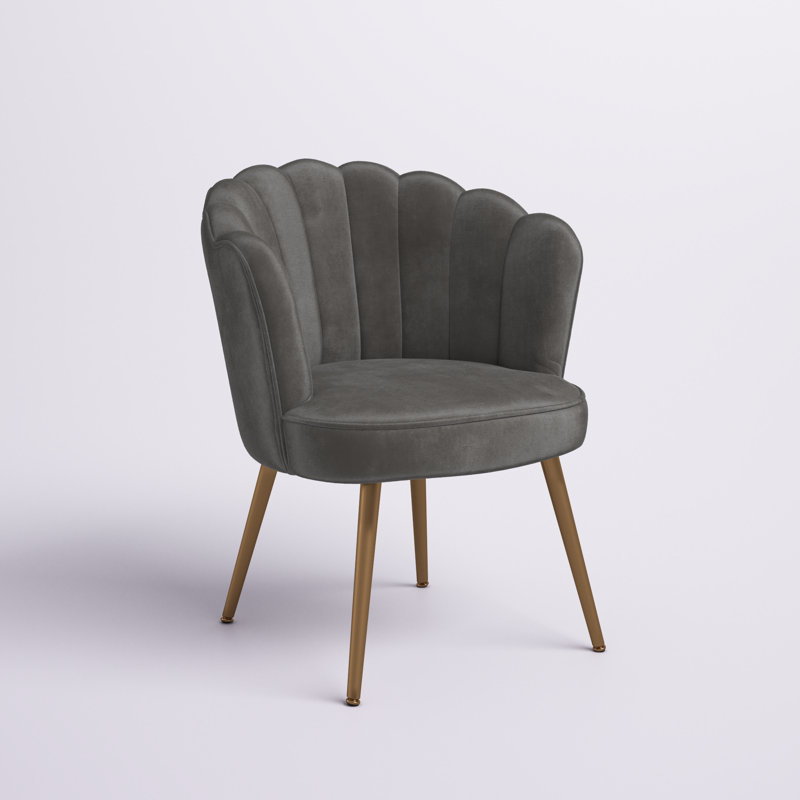 Floreal Velvet Barrel Chair, Gray Velvet