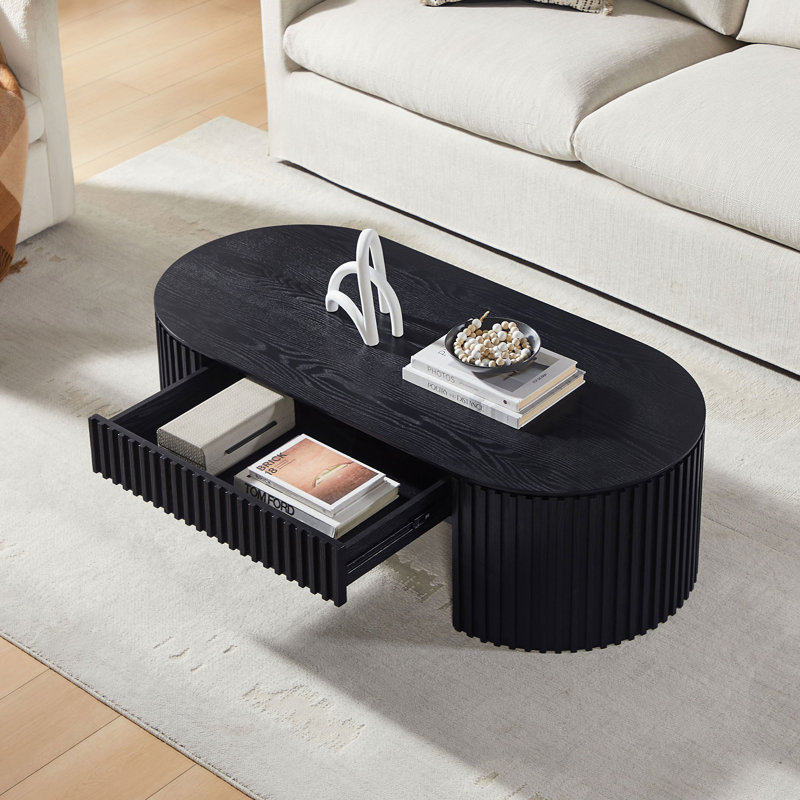 Table basse en MDF avec tiroir, Noir, noir, noir, noir