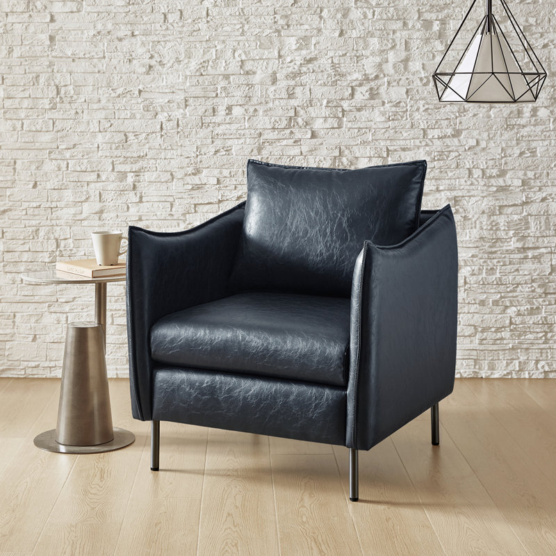 Fauteuil Eamor, Similicuir galet bleu marine