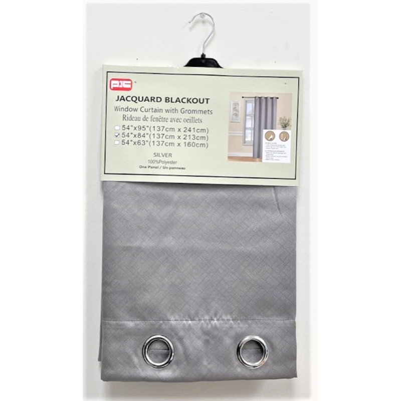 Panneau de rideau simple occultant et isolant avec œillets, L 54 po x L 95 po, Argent