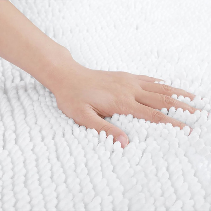 Tapis pour salle de bain en chenille moelleux et moelleux, Blanc, 30" L x 20" W
