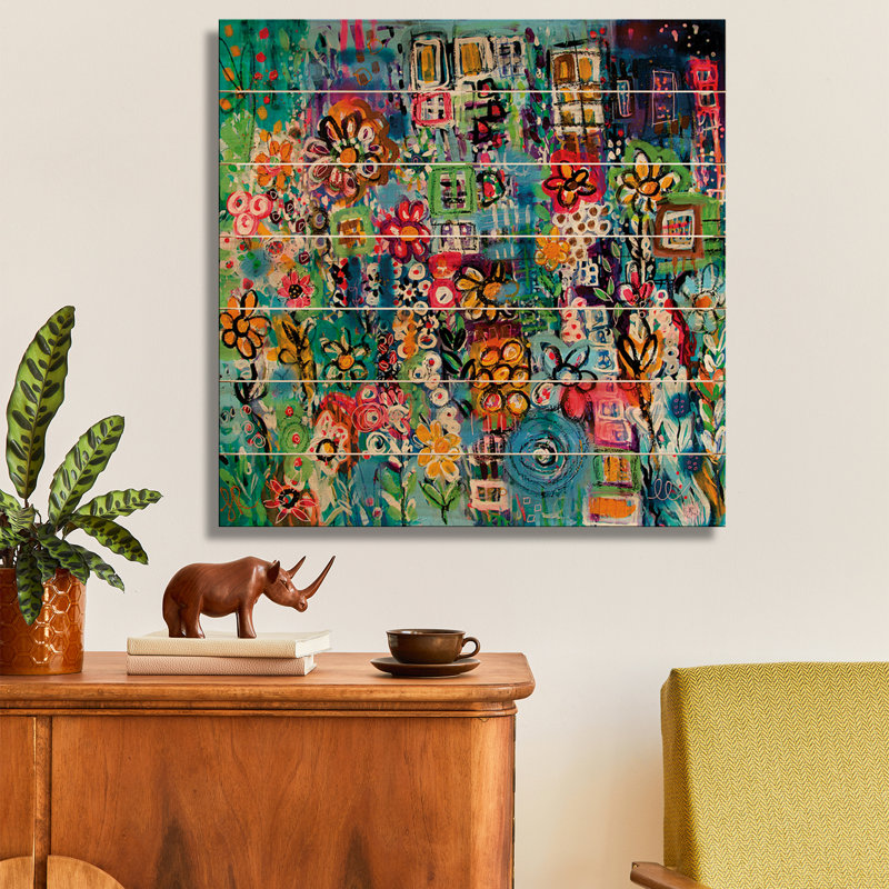 Reproduction d'art mural en bois - Rues au néon par Samantha Redfern