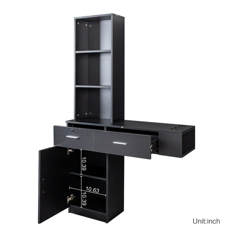 Commode moderne noire, grande commode de rangement, Noir