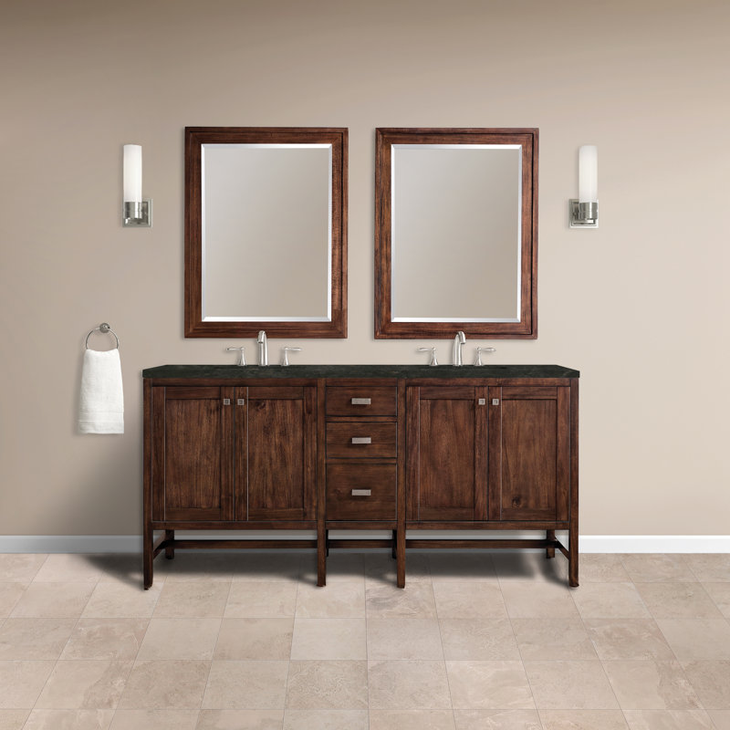 Addison 72'' W Double Vanity, Mid-Century Acacia, Phantome Eclos, 8" Widespread