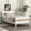 Lit simple avec tête et pied de lit, lit en bois d'hévéa, blanc-2126948197