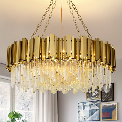 Dimmable Tiered Chandelier With Crystal Accents