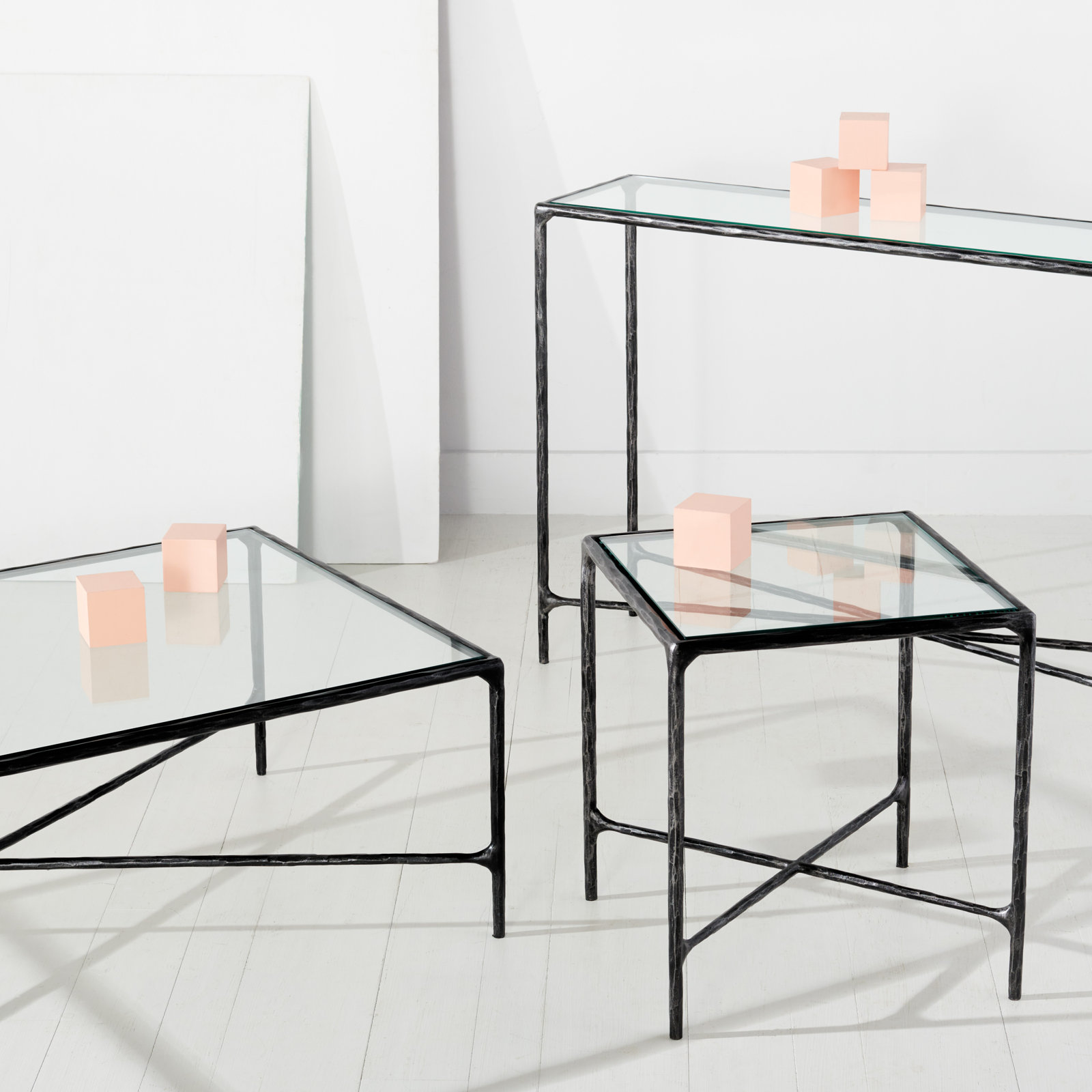 Evelynn 48" Coffee Table, Clear, Black