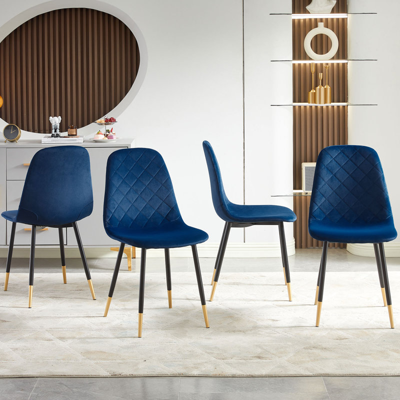 Rosa Velvet Upholstered Side Chair, Navy Blue
