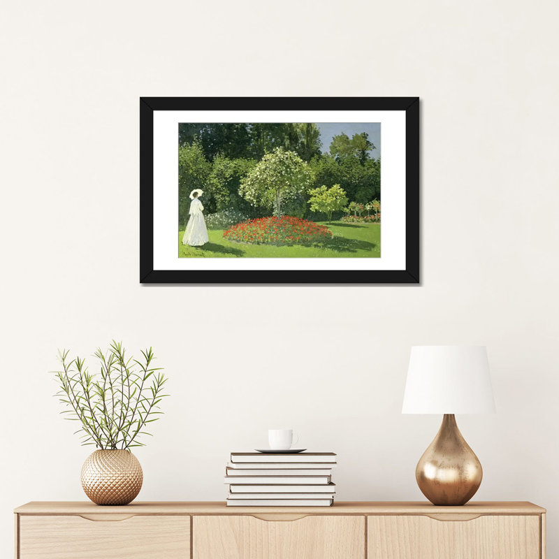 «Jeanne Marie Lecadre in the Garden, 1866» par Claude Monet, reproduction sur toile, H 16 po x l 24 po x P 1 po, Blanc