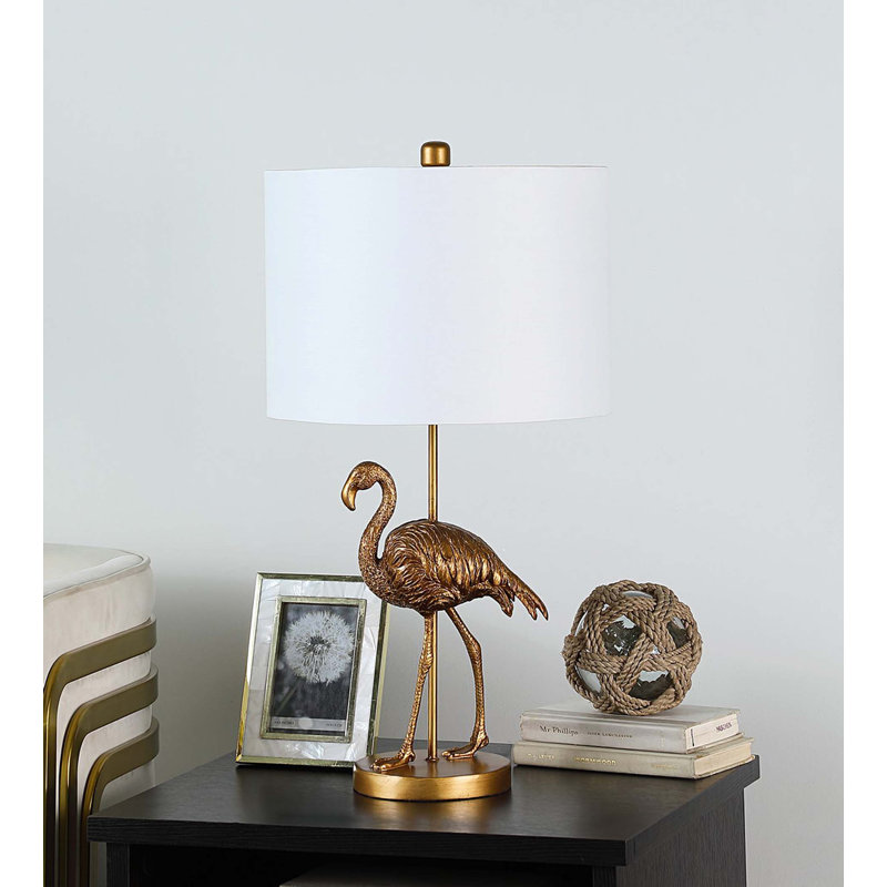 Lampe de table 26 po en résine flamant doré mat