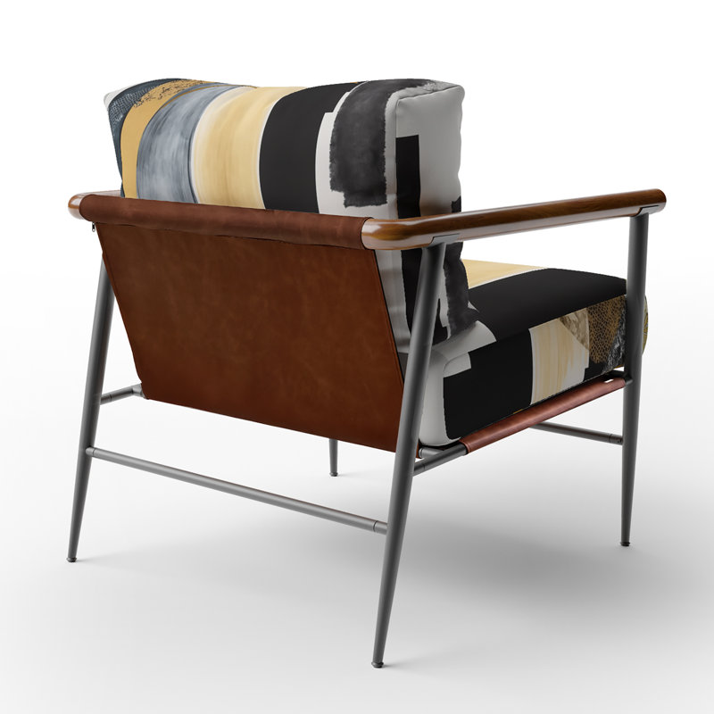 Glam Art Deco Abstract I - Fauteuil rembourré contemporain, fauteuil d'appoint noir, Noir