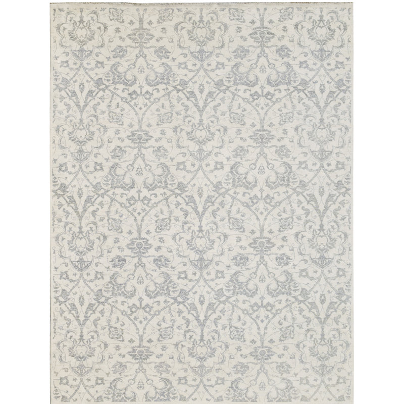 Tapis Beige / Gris Noué à La Main