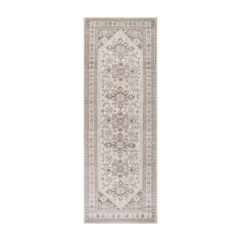 Tapis Saraz Grey avec envers antidérapant, Tapis de couloir 2 pi 5 po x 7 pi