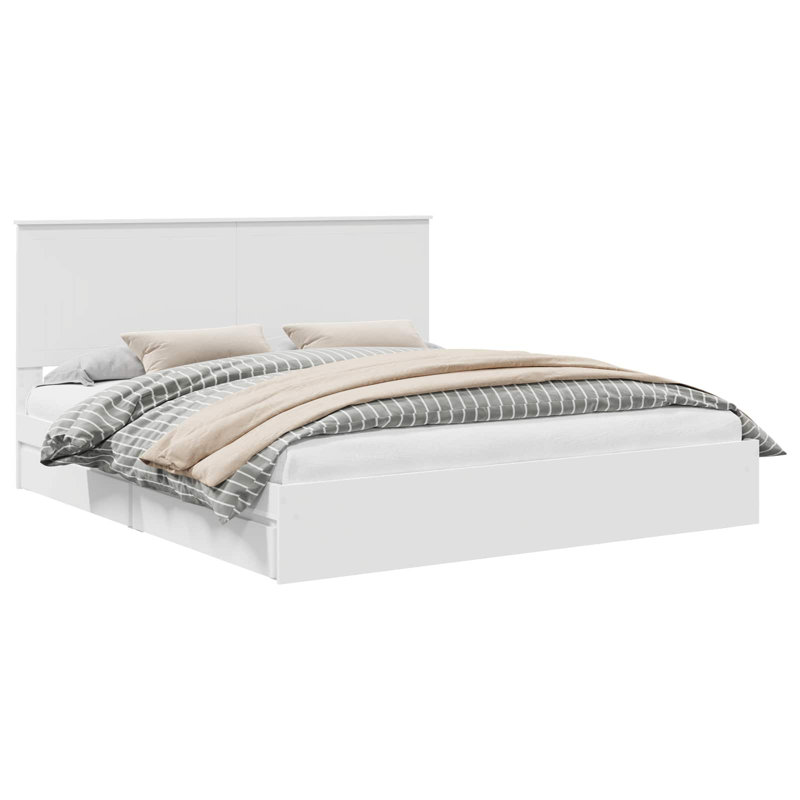  Bed Frame With Drawer Engineered Wood, White, Super King (6')