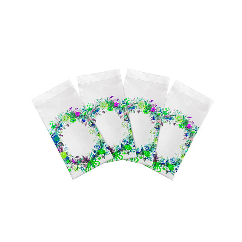 Serviettes de table en satin de coton Wreath Flowers, Bleu