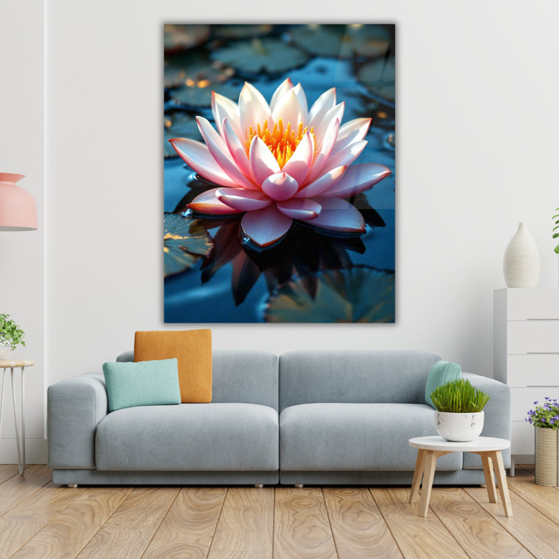 Art mural en verre trempé Water Lily, 20" H x 16" W