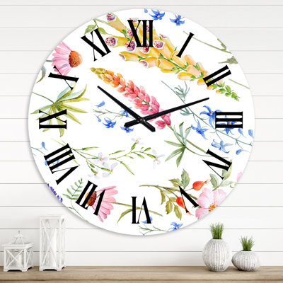 Vibrant Summer Wildflowers I - Traditional wall clock