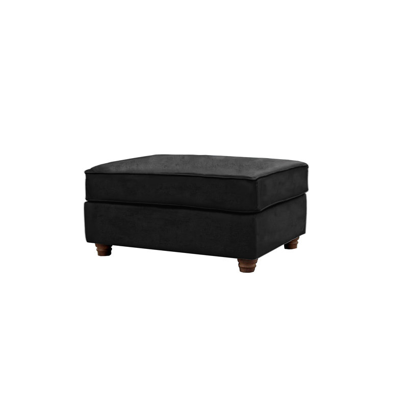 Lila 93 cm W Velvet Rectangle Ottoman, Black