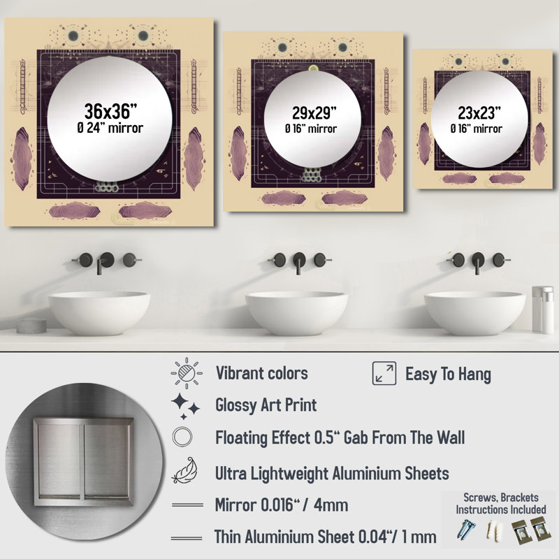 Dequinn - Grande décoration murale carrée pour le miroir Christianisme, 29 po x 29 po