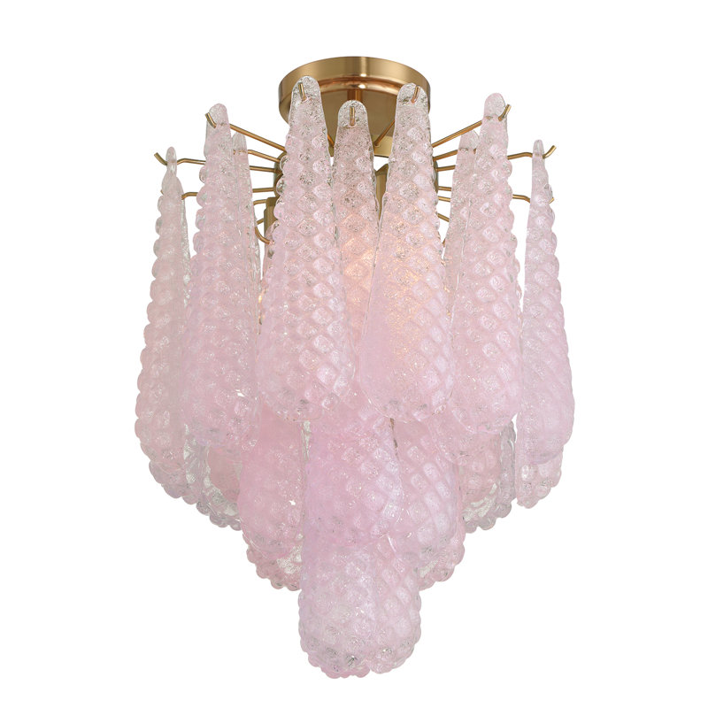 Plafonnier semi-encastré en laiton vieilli 4 lumières Hamrah, Rosé