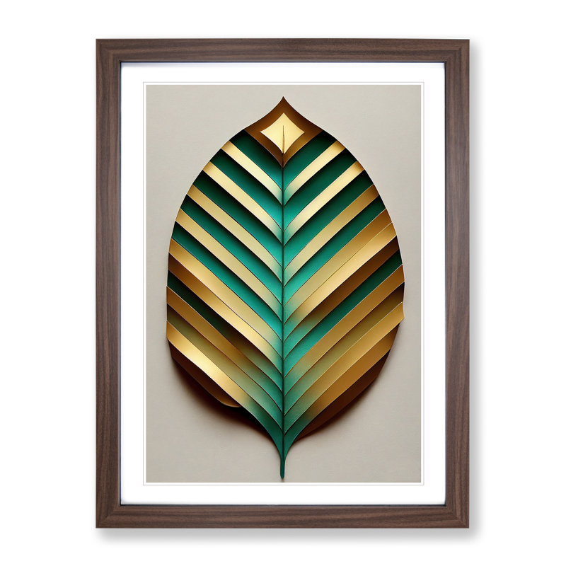 Leaf No.5 - Single Picture Frame Print, 46cm H x 34cm W x 2cm D, Walnut Framed