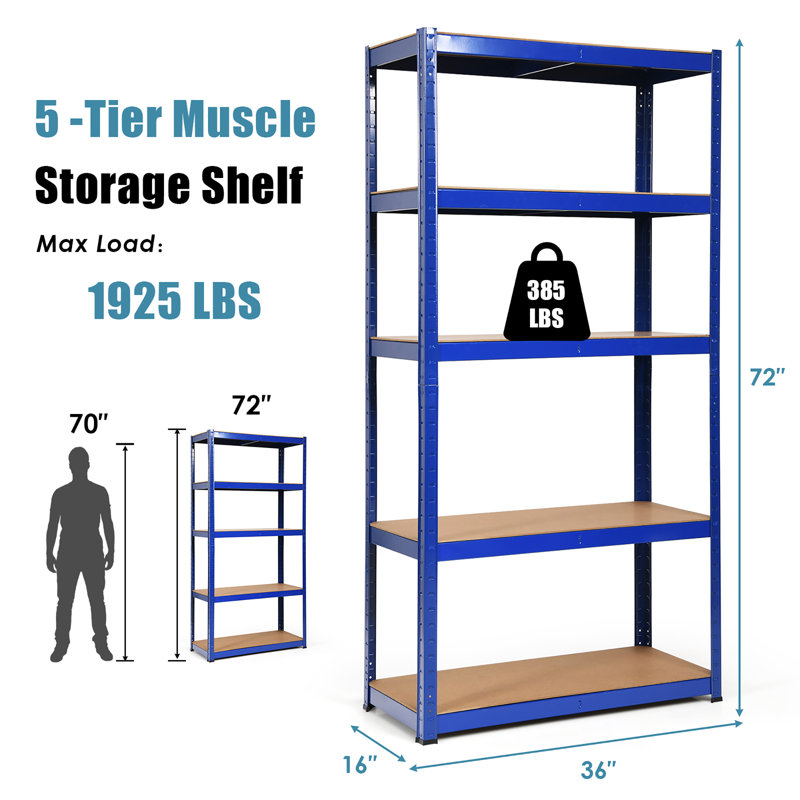 Étagère Bade H 72 po x l 144 po x P 16 po, Bleu