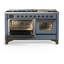 Cuisinière à carburant double de 60 pouces avec 7 brûleurs scellés de la série Majestic III en bleu-gris (gaz naturel, garniture brunie)-124828807-124828812-124828813