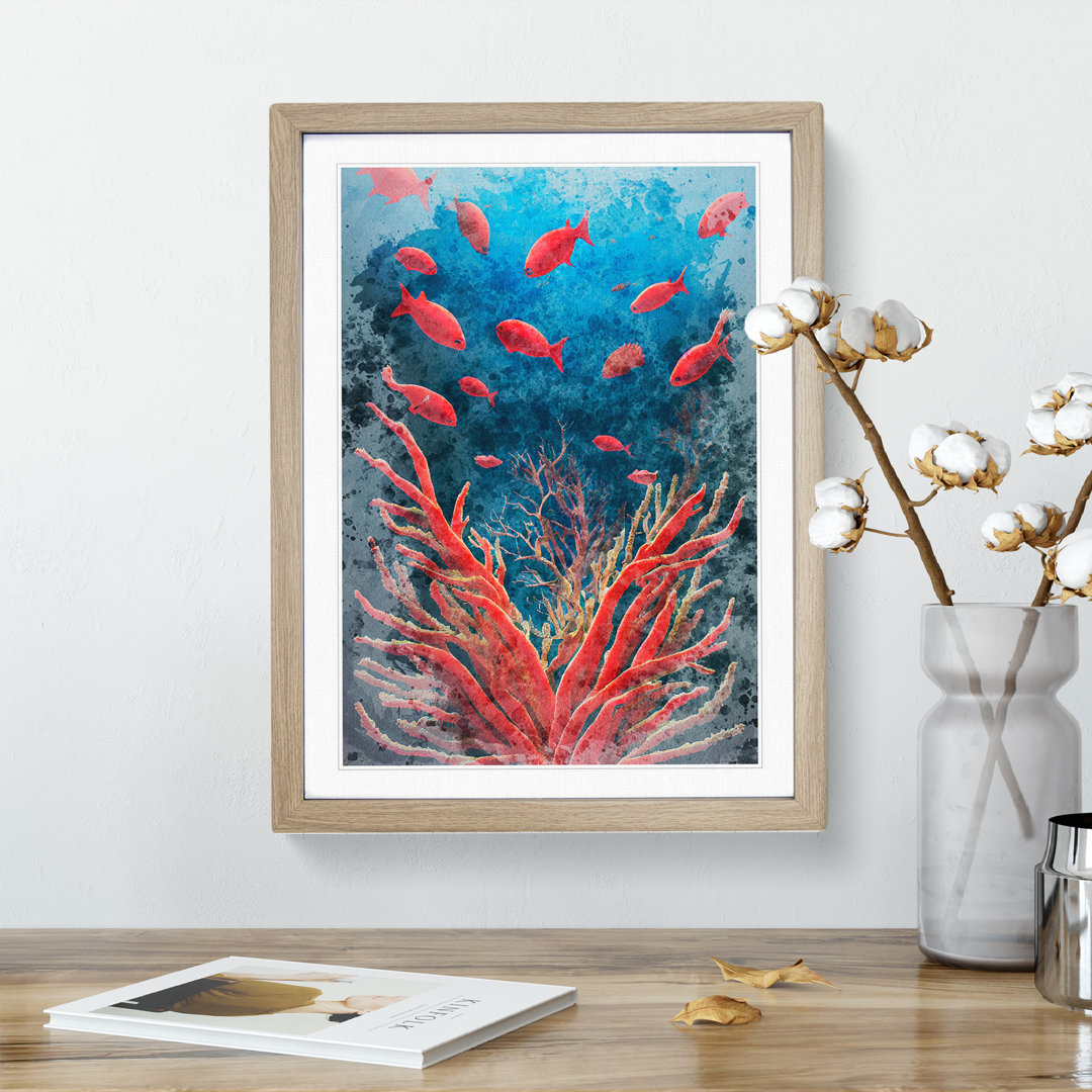 Fish By The Coral Reef - Framed Print