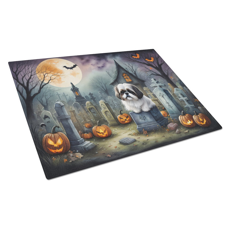 Grande planche à découper en verre Shih Tzu Spooky Halloween
