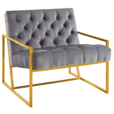 Chaise d'appoint rembourrée en acier inoxydable